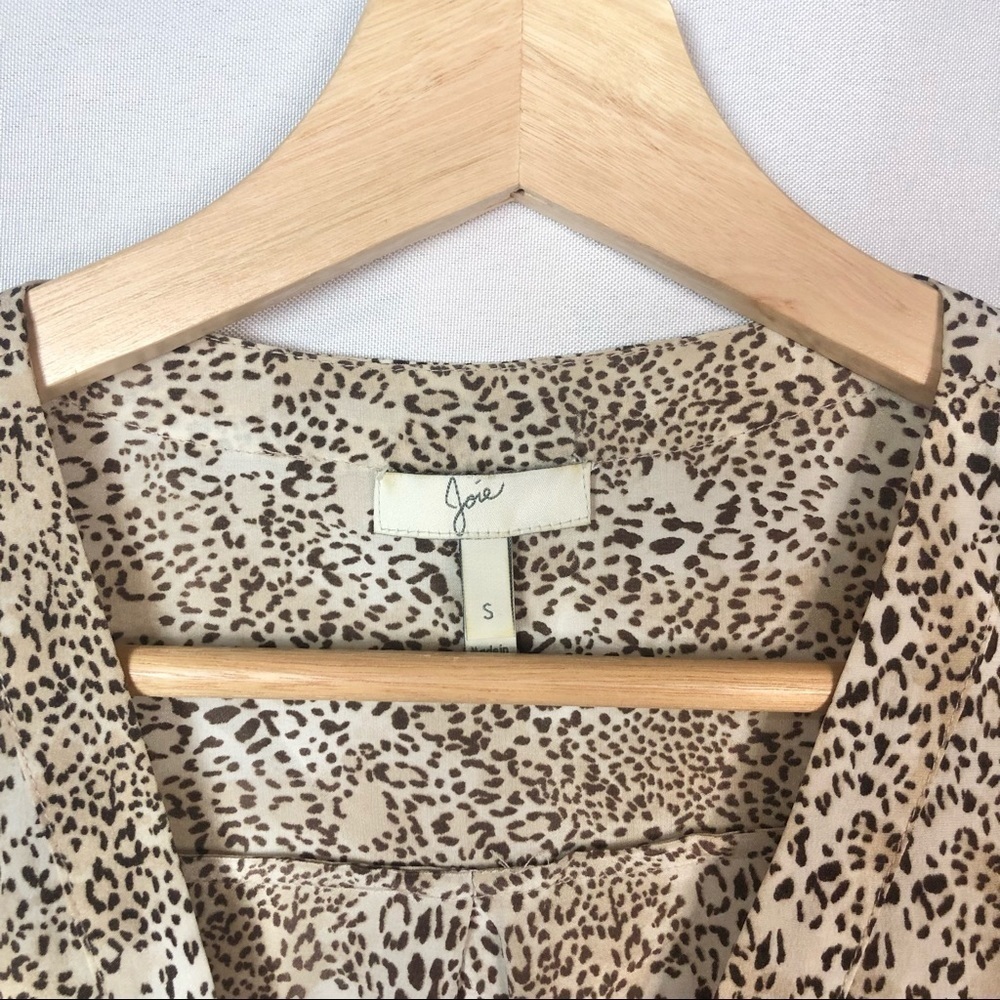 Anthropologie Joie Michi Animal Print Silk Long Sleeve Button Up Blouse S View 6